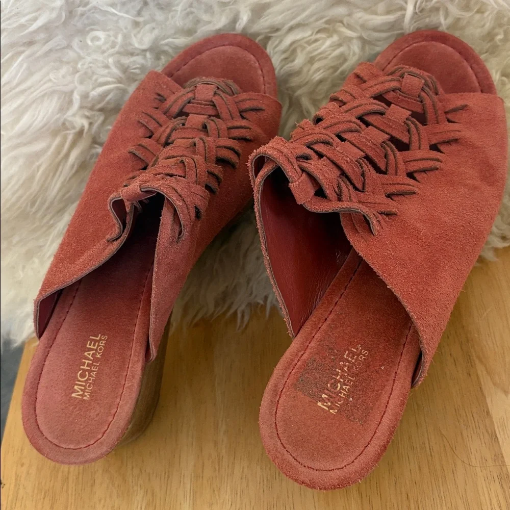 Michael Kors Westley mule platform suede sandals 8.5